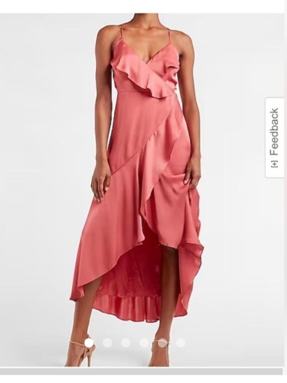 Satin Ruffle Wrap Midi Dress